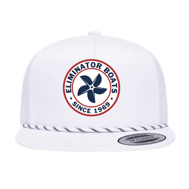 Eliminator Boats Wake Maker Flat Bill Snapback Hat - White